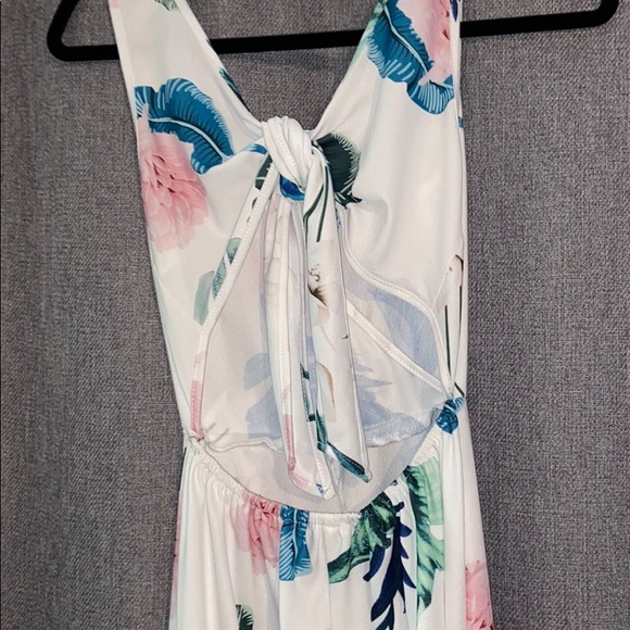 Floral V Neck tie open back jumpsuit - Picture 4 of 4